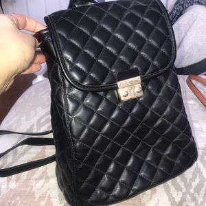 Quilted faux leather medium size backpack